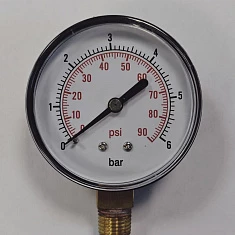 Манометр особопрочный D 63 мм, 1/4" радиальный/bottom 0~0,5 - 0~6